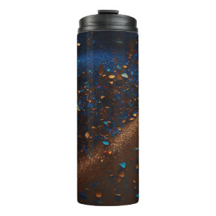 Donkerblauwe Sandy Brown Glitter Thermische Tumble Thermosbeker
