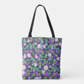 Donkerblauwe Schattige kikkerkunst en waterlelies  Tote Bag (Achterkant)