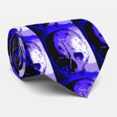 Donkerblauwe schedel Hand getrokken Art Stropdas (Opgerold)