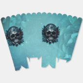 Donkerblauwe schedel met rozen. bedankdoosjes (Ongevouwen)