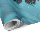 Donkerblauwe schedel met rozen. cadeaupapier (Rol Hoek)