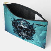 Donkerblauwe schedel met rozen. etui (Open)