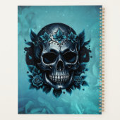 Donkerblauwe schedel met rozen. planner (Achterkant)