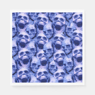 Donkerblauwe schedels servet