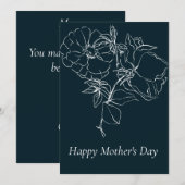donkerblauwe schetsen Florals Moederdag Kaart (Voorkant / Achterkant)