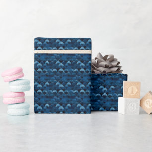 Donkerblauwe sint-jakobsschelpen cadeaupapier