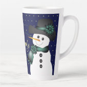 Donkerblauwe sneeuwman latte mok (Rechts)