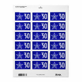 Donkerblauwe Star 'Age'-label medium witte tekst Etiket (Full Sheet)