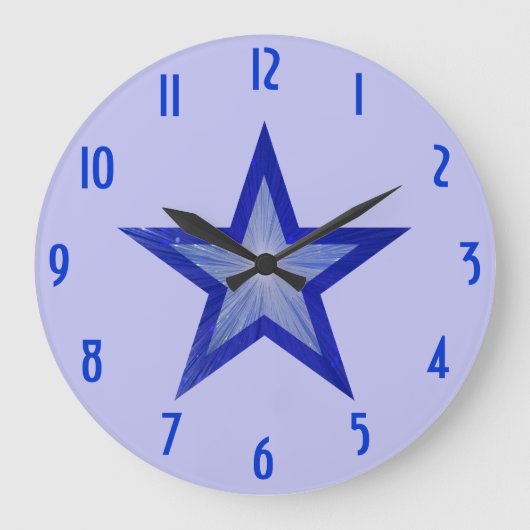 Donkerblauwe Star 'getallen', klok rond bleek (Voorkant)
