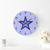 Donkerblauwe Star 'getallen', klok rond bleek (Huis)