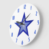 Donkerblauwe Star 'getallen' klok rond wit (Hoek)