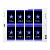 Donkerblauwe Star 'Name stripe label groot zwart (Full Sheet)