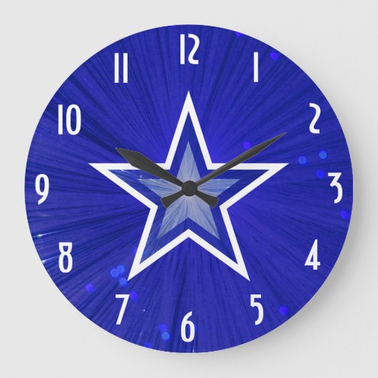 Donkerblauwe Star 'Numbers' klok rond (Voorkant)