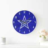 Donkerblauwe Star 'Numbers' klok rond (Huis)