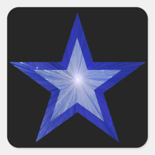 Donkerblauwe Star-sticker zwart Vierkante Sticker