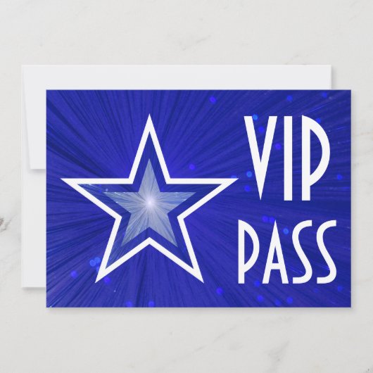 Donkerblauwe Star 'VIP PASS'-uitnodiging horizonta Kaart (Voorkant)