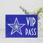 Donkerblauwe Star 'VIP PASS'-uitnodiging horizonta Kaart (Staand voorkant)