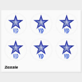 Donkerblauwe Star VIP ronde sticker wit (Vel)