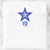 Donkerblauwe Star VIP ronde sticker wit (Tas)