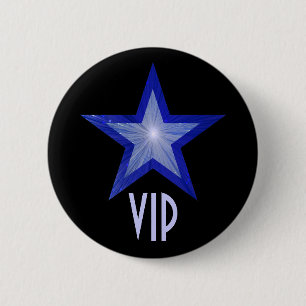 Donkerblauwe Star 'VIP'-toets zwart Ronde Button 5,7 Cm