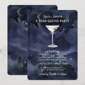 Donkerblauwe Sterrennacht Cocktail Party Invitatio Kaart (Voorkant / Achterkant)