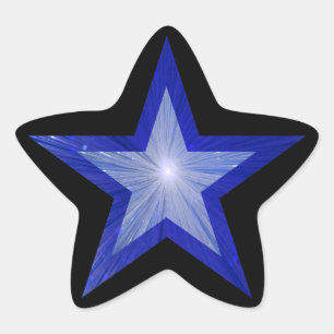 Donkerblauwe stervorm sticker zwart
