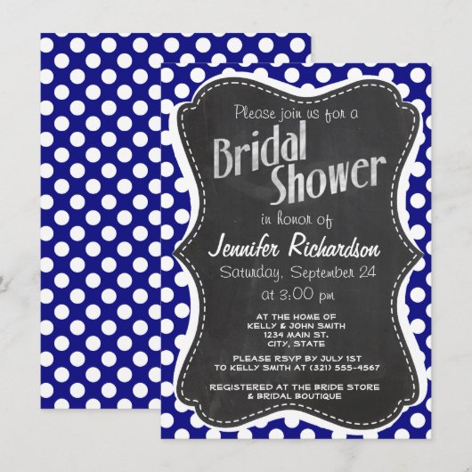 Donkerblauwe stippen; krijtbord kaart (Voorkant / Achterkant)