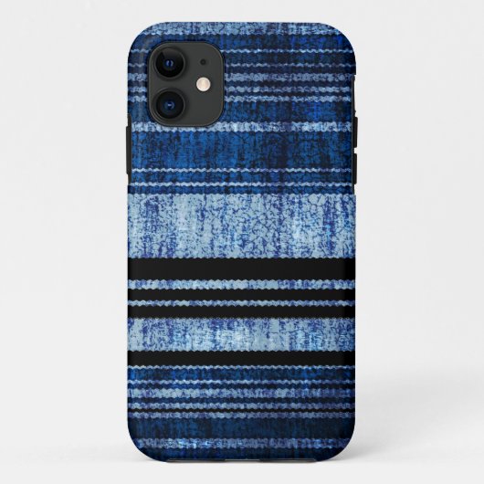 Donkerblauwe strepen, grijze textuur Case-Mate iPhone case (Achterkant)