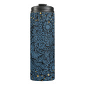 Donkerblauwe thermische trommel met sterren en blo thermosbeker (Voorkant)