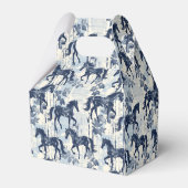 Donkerblauwe Toile Paarden Herhalend Bedankdoosjes (Achterkant)