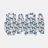 Donkerblauwe Toile Paarden Herhalend Bedankdoosjes (Uitgevouwen)