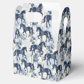 Donkerblauwe Toile Paarden Herhalend Bedankdoosjes (Geopend)