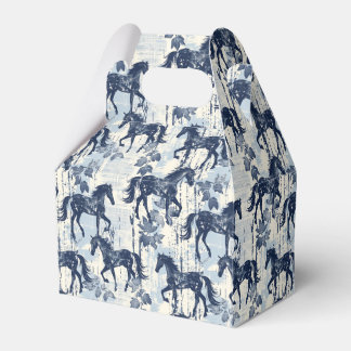 Donkerblauwe Toile Paarden Herhalend Bedankdoosjes