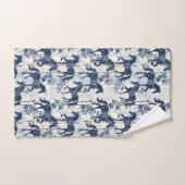 Donkerblauwe toile paarden naadloos bad handdoek (Handdoek)