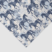 Donkerblauwe toile paarden naadloos tissuepapier (Detail)