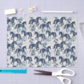Donkerblauwe toile paarden naadloos tissuepapier (Craft)