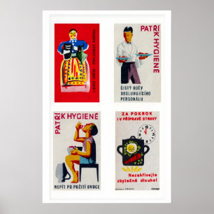 Donkerblauwe Tsjechoslowaakse Luciferdoosjes Etike Poster