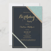 Donkerblauwe turquoise gouden glinsterende geometr kaart (Voorkant)