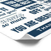 Donkerblauwe typografie Dank je wel Poster (Hoek)