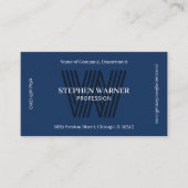 Donkerblauwe typografie monogram eenzijdig visitekaartje (Voorkant)