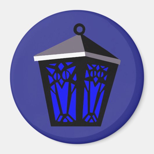 Donkerblauwe Uil Lantaarn Magneet (Voorkant)