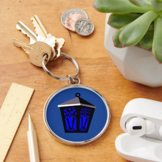 Donkerblauwe Uil Lantaarn Sleutelhanger