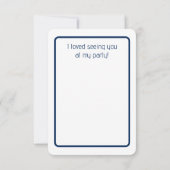 Donkerblauwe uil verjaardagsfeestje bedankkaart (Achterkant)