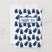 Donkerblauwe uil verjaardagsfeestje bedankkaart (Voorkant)