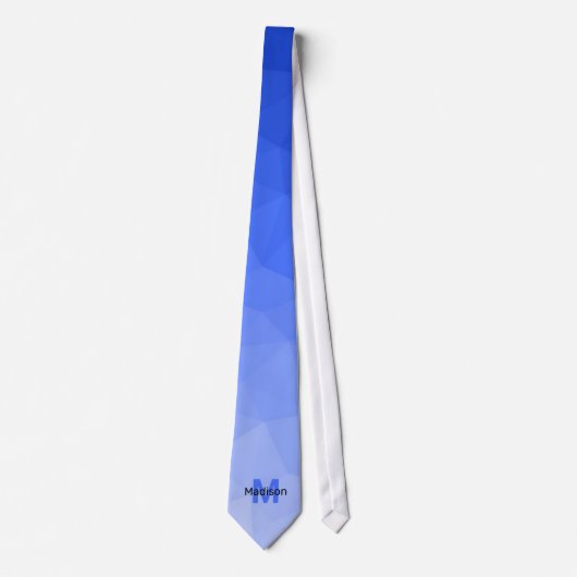 Donkerblauwe verloop geometrie mesh patroon Monogr Stropdas (Voorkant)
