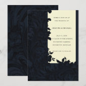 Donkerblauwe Victoriaans bruiloft met sierbloem Kaart (Voorkant / Achterkant)