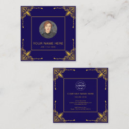 Donkerblauwe visitekaartje met metallic goud contactkaartje
