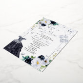 Donkerblauwe vlinder Quince Folie Uitnodiging (Gedraaid)