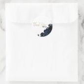 Donkerblauwe vlooien Floral Gothic Glam Favor Ronde Sticker (Tas)