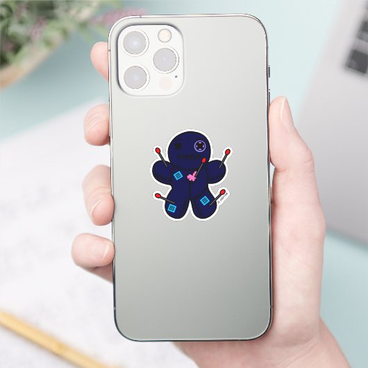 Donkerblauwe voodoo pop sticker (Telefoon)